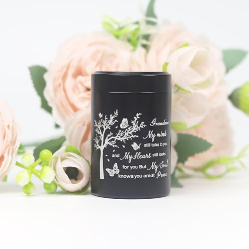3 Inch Small Urn for Human Ashes Aluminum Mini Cremation Small Keepsake Box for Sharing Ashes Mini Urn-Grandma - size: Black-Grandma