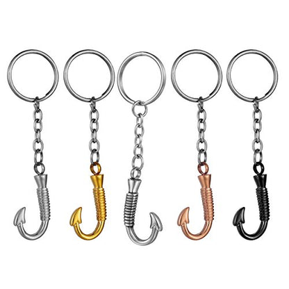 Cremation Jewelry Fishhook Memorial Keepsake Ash Urn Keychain, Silver - color: Silver
