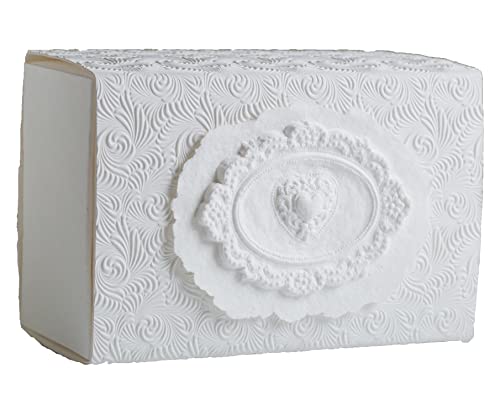 The Favorite Place Biodegradable Burial Urn for Human Ashes (Large Heart Box) - Water Burial, Cremation, EcoFriendly - Heart on Soft White Matte Swirl K-116 - color: Heart on Soft White Matte Swirl Paper, size: Large, 300 Cubic Inches 10”L x 6.5”W x 4 3/4