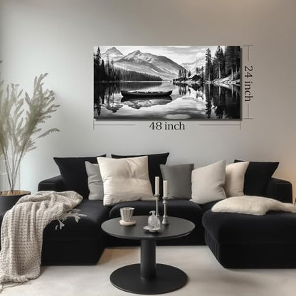 JuhaiArt Landscape Wall Art Black Wall Art Print for Office - color: Black, size: 48"L x 24"W