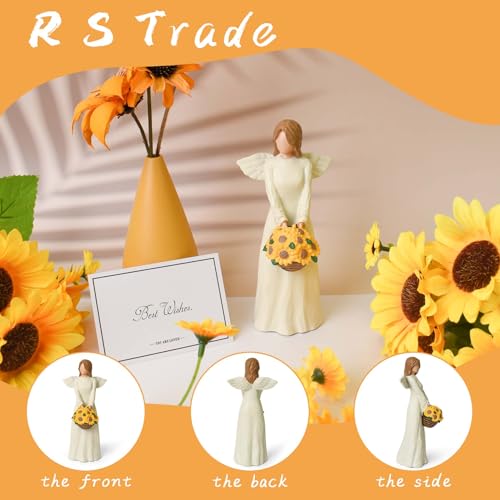 Sunflower Gifts for Women, Angel Figurine Carrying A Sunflower Basket | Hand-Painted Resin Angel Statue, Encouragement Home Decor - style: Sunflower Gifts for Women