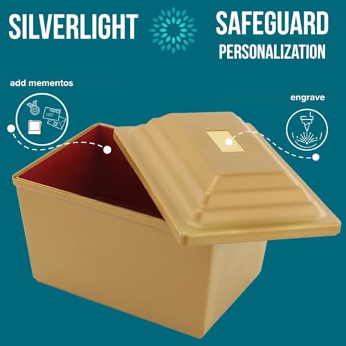 Custom Silverlight Engraved Safeguard Urn Vault for Ground Burial - Gold, Holds One Urn - color: Gold