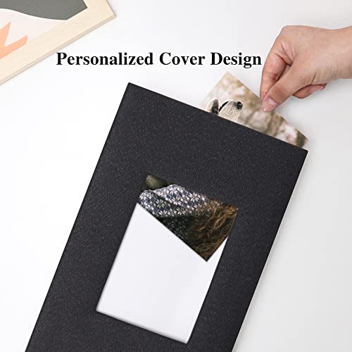 Vienrose 4x6 Photo Album,300 Pockets,Linen Cover with Window,Black | Linen Hardcover, Slip In Photo Book, Family Memory Album, Travel Keepsake - color: Black, size: 300 Pocket