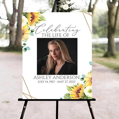Sunflower Funeral Welcome Sign, Celebration of Life Welcome Sign, in Loving Memory Sign, Celebration of Life Funeral Sign, Celebration of Life Sign, Memorial Sign with Photo #uoq12 - color: Version #16