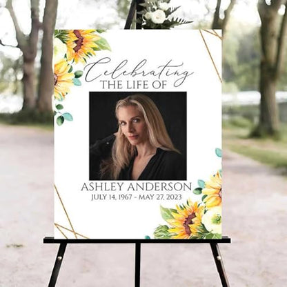 Sunflower Funeral Welcome Sign, Celebration of Life Welcome Sign, in Loving Memory Sign, Celebration of Life Funeral Sign, Celebration of Life Sign, Memorial Sign with Photo #uoq12 - color: Version #16