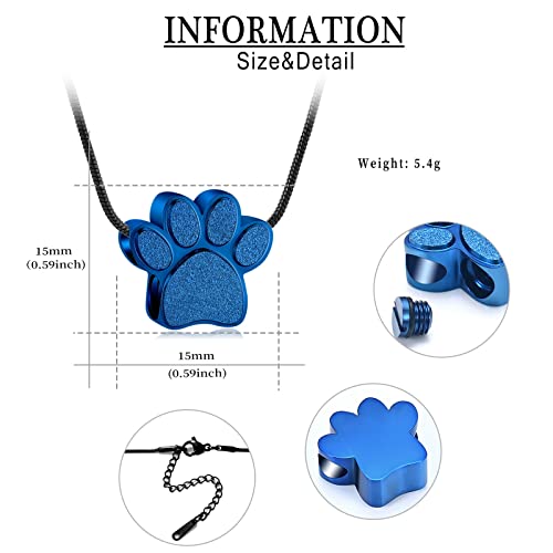 Paw Print Urn Cremation Necklace for Ashes Dog Cat Pet Paw Print Animal Keepsake Memorial Charm Pendant Necklace for Men Women