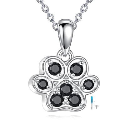 TIGER RIDER Pet Paw Necklace 925 Sterling Silver Cross Infinite love Necklace Pendant Pet Jewelry Gift for Dog Cat Lovers - style: Paw urn-B
