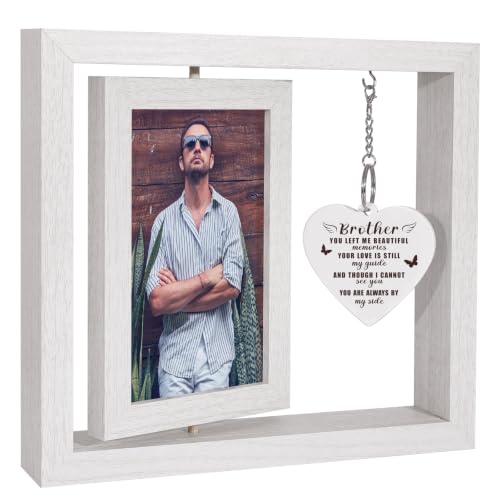 Memorial Gifts for Loss of Brother, Sympathy Gift for Loss of Brothers Memorial Picture Frame, In Memory of Brother Grief Remembrance Bereavement Sentimental Gifts, Display Two 4x6 Photos - color: Memorial Brother - White