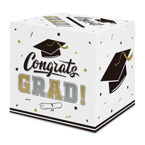 Gatherfun Graduation Decorations 2026 Graduation Box Graduation Card Box for Graduation Gift Graduation Party Favors Decor Party Supplies （White and Black ） - color: white black