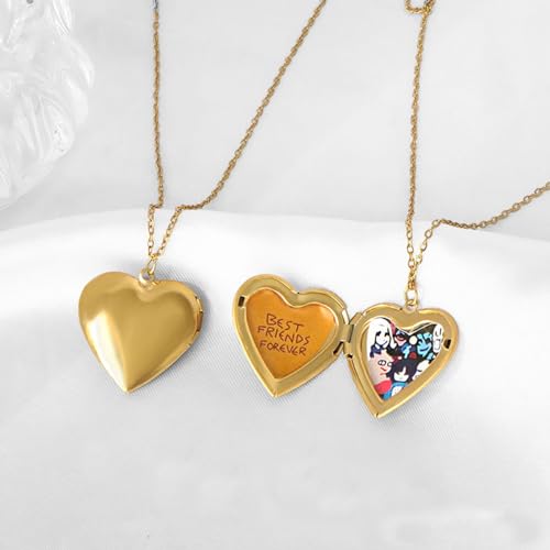 Gold Love Heart Locket Necklace Photo Locket Necklace