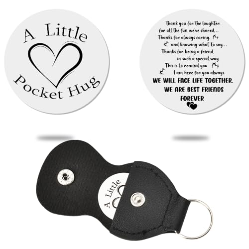 Sisadodo Pocket Hug Token Long Distance Relationship Keepsake Gifts for Women Birthday Christmas Gifts With Leather Keychain - color: Best Friends Forever