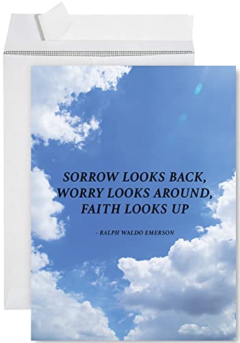 Andaz Press Jumbo Sympathy Card with Envelope, Sorry For Your Loss Card, Faith Looks Up Loss Of Pets, Premium Condolences Card with Big Blank Space to Send to Friends, Family, 8.5" x 11", 1-Pack - color: Faith Looks Up