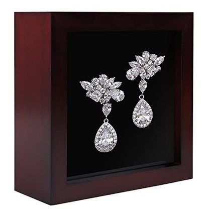 1DOT2 5x5 Shadow Box Frame Display Case, Cherry Red | Grade A Pine Wood, HD Glass Front, Soft Linen Back, 1.2 Inch Depth, MDF Backboard, For Pet Flower Photos Cherry Red - color: Cherry Red, size: 5x5