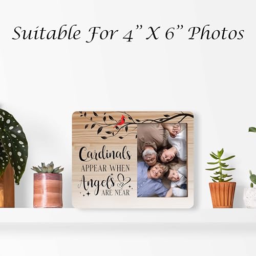 Memorial Pictures Frame, Cardinals Appear When Angels Are Near Photo Frame, Sympathy Gifts For Loss Of Loved One, Farmhouse Home Living Room Bedroom Decoration -b107