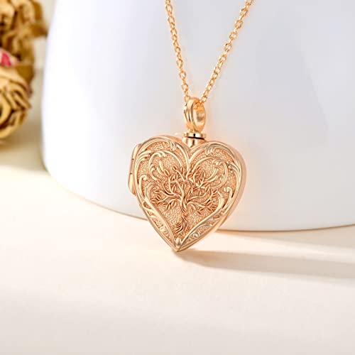 SOULMEET Cremation Jewelry for Ashes, Sterling Silver Urn Necklace for Ashes Women Men, Cherish Memories Cremation Jewelry to Keep Someone Near to You - color: M3-Rose gold tree