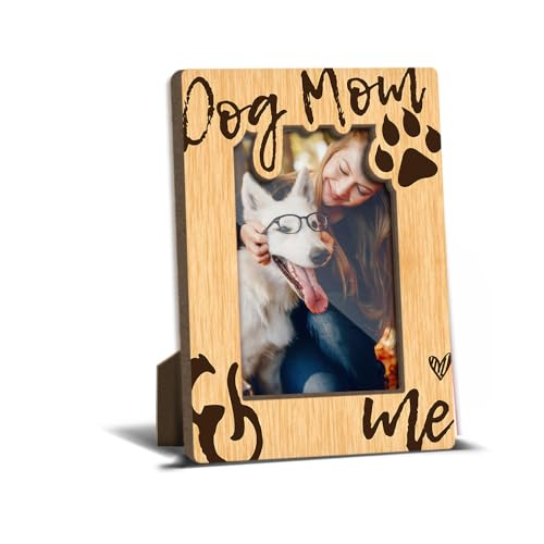 Dog Mom and Me Wooden Picture Frames Present for Dog Lover Pet Owner Women Girls Friends Puppy Memorial Keepsake Home Office Living Room Tabletop Decor Picture Picture Frames 4x6 Photo - YY018 - color: yellow dog mom 08