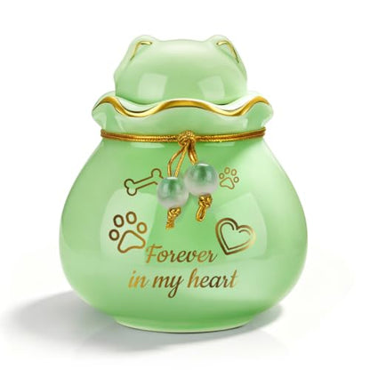 SOITIS Small Pet Urns for Cats Dog 3.54” Cat Urns for Ashes Ceramic Pet Urn - color: Cyan Paw