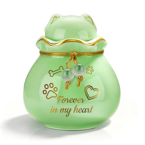 SOITIS Small Pet Urns for Cats Dog 3.54” Cat Urns for Ashes Ceramic Pet Urn - color: Cyan Paw