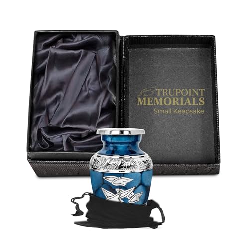 Trupoint Memorials Small Urns for Human Ashes Keepsake, Decorative Mini Cremation Urn for Adult Men & Women – Small, Blue Birds - color: Blue, size: Keepsake
