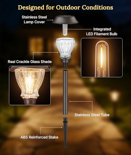 XMCOSY+ Solar Pathway Lights Outdoor, 6 Pack Warm White Landscape Lighting - size: 6 Packs