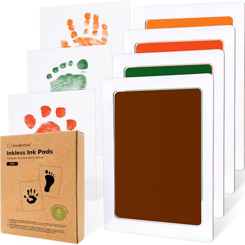 4pk Inkless Baby Hand and Footprint Kit, Mess Free Ink Pads (Autumn, L) - color: Autumn, size: 4-Pack, Large 3.1” x 4.9”