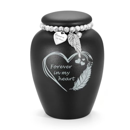 SOITIS Urn for Human Ashes 4.8 Inches Ceramic Urn Small Urn for Human Ashes Keepsake Urns Decorative Urn Mini Urns for Ashes Cremation Urns for Human Ashes Black Urn - color: Black Heart