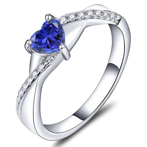 YL 925 Sterling Silver Engagement Rings 5MM Heart Cut Birthstone Infinity Ring for Women-size5 - color: 12-tanzanite-Dec