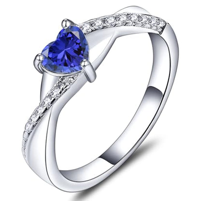 YL 925 Sterling Silver Engagement Rings 5MM Heart Cut Birthstone Infinity Ring for Women-size5 - color: 12-tanzanite-Dec