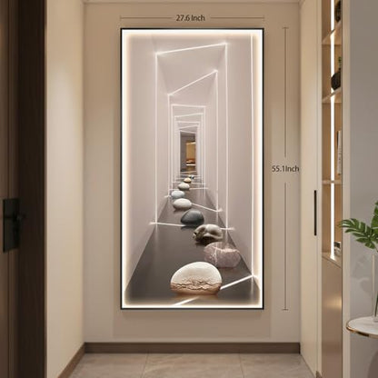 Framed LED Modern Wall Art for Living Room, Large Vertical Luxury 30x60 In - color: Warm-C
