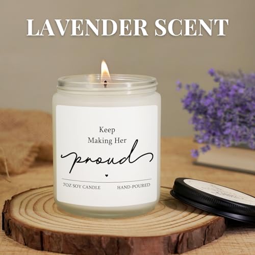 Sympathy Gifts for Loss of Loved One, 7OZ Lavender Scent Soy Wax Candle - style: Keep Making Her Proud