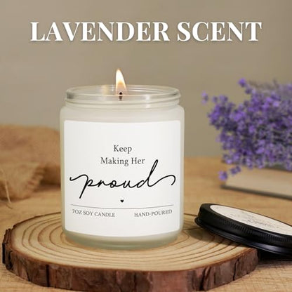 Sympathy Gifts for Loss of Loved One, 7OZ Lavender Scent Soy Wax Candle - style: Keep Making Her Proud