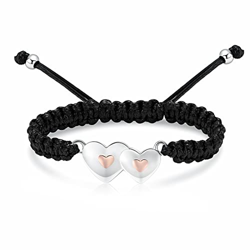 constantlife Double Heart Cremation Bracelet for Ashes for Women Stainless Steel Pendant Urn Memorial Jewelry Loved Ones Human Pet Funeral Keepsake Gift - color: Silver+Rose Gold