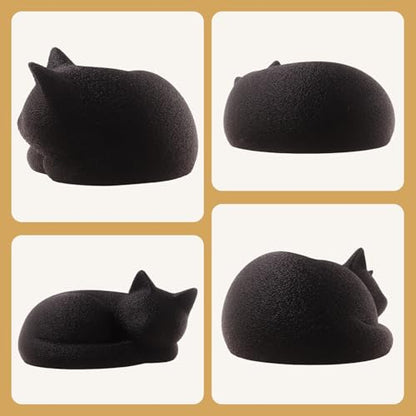 Black Sleeping Cat Urn for Ashes Minimal Pet Memorial Keepsake - color: Matte Black