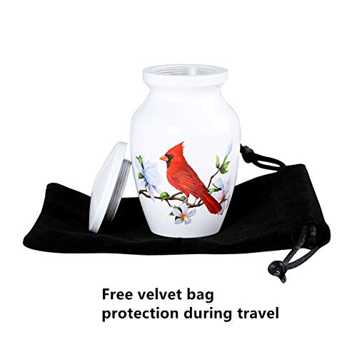 Small Cardinal Urn for Human or Pet Ashes, Mini Funeral Memorial Urns - size: 1 Keepsake Urn