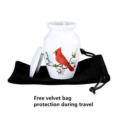 Small Cardinal Urn for Human or Pet Ashes, Mini Funeral Memorial Urns - size: 1 Keepsake Urn