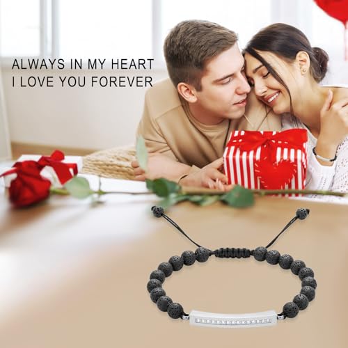 Oinsi Lava Rock Bracelet With Tube Memorial Urn Jewelry For Ashes Of Loved Ones Keepsake Cremation Bracelet Women Men Adjustable Length - color: Silver (Crystal Cube)