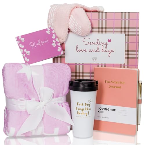 Chemo Care Package, Cancer Care Gifts for Women with Blanket, Socks, Journal, Tumbler (Pink) - color: Pink