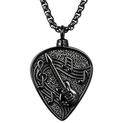 Guitar Pick Necklace Music Soundwave Guitar Pick Pendant with Music Note Jewelry Musicians Gifts - color: 2-Black