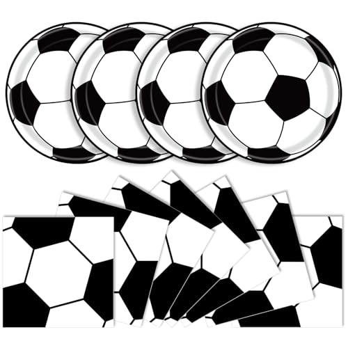 40 Pcs Soccer Plates and Napkins Set, Large 9 Inch Party Plates - color: Soccer