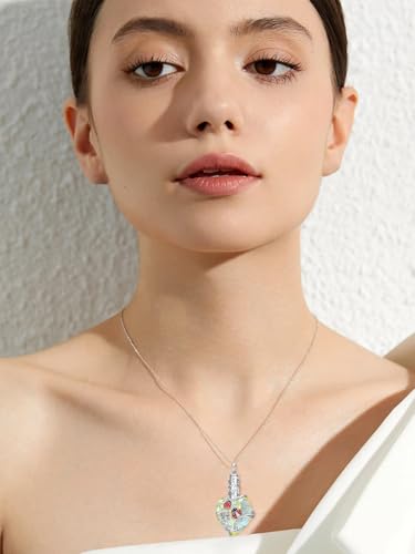 JKR Heart Urn Necklace for Ashes Crystal Keepsake Pendant Memorial Jewelry - style: Ladybug-White Crystal