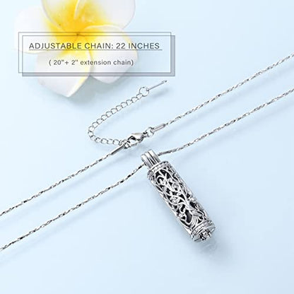 Imrsanl Cylinder Cremation Urn Necklace for Ashes of Loved One - color: Tree-Black