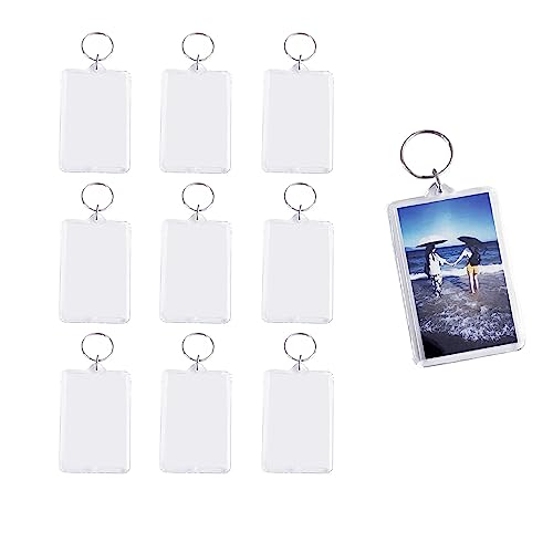 10 PCS Acrylic Keychain Blanks Photocard Holder Keychain Acrylic Blank Photo Picture Frame Keychain Holder for DIY