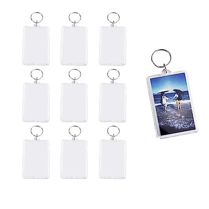 10 PCS Acrylic Keychain Blanks Photocard Holder Keychain Acrylic Blank Photo Picture Frame Keychain Holder for DIY