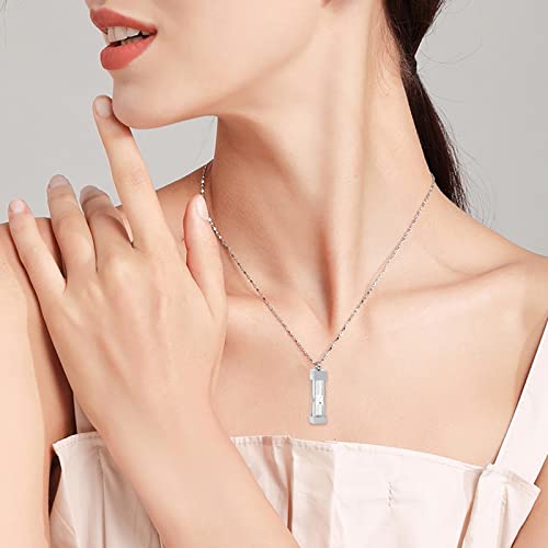 Imrsanl Glass Hourglass Urn Necklace Cremation Jewelry for Ashes - color: Silver