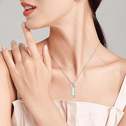 Imrsanl Glass Hourglass Urn Necklace Cremation Jewelry for Ashes - color: Silver