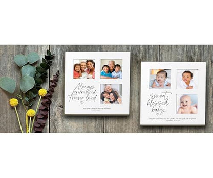 Lighthouse Christian Products Tabletop Collage Picture Frame Holds 2 x 2 Inch Photograph MDF Always Remembered - style: Always Remembered