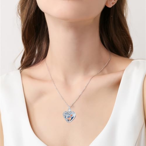 PELOVNY Urn Necklaces for Ashes of Loved Ones 925 Sterling Silver Personalized Heart Locket Urn Necklace Cremation Keepsake Memorial Jewelry Gifts for Women Men - color: Hummingbird Urn-2
