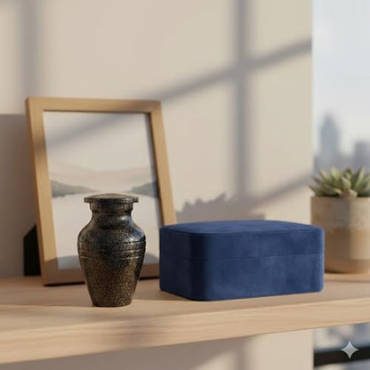Gray Comet Small Keepsake Cremation Urns for Human Ashes with Velvet Heart Case and Funnel - Beautiful Peaceful Black Hand Engraved Mini Memorial Urn