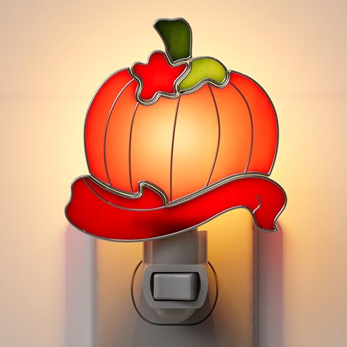 Stained Glass Pumpkin Luminous Night Light Halloween Decor - color: Pumpkin