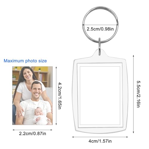 15/20 Pack Acrylic Photo Frame Keychain, Personalized Customizable Keychains, Clear Picture Keychain as Gift - color: 2.16"x 1.57"(20pack)